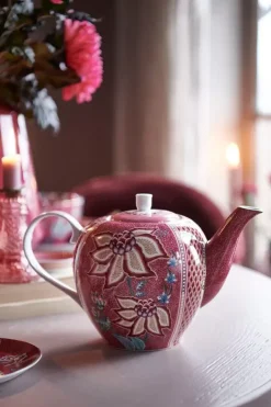 Teekannen|Pip Studio Flower Festival Teekanne Gross Dunkel Rosa