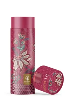 Thermosflaschen|Pip Studio Flower Festival Thermosflasche Dunkel 500Ml Rosa