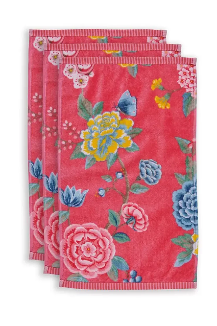 Gästetücher|Pip Studio Gastehandtuch Set/3 Good Evening 30X50 Cm Koralle