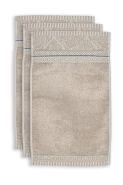 Gästetücher|Pip Studio Gastehandtuch Set/3 Soft Zellige 30X50 Cm Khaki
