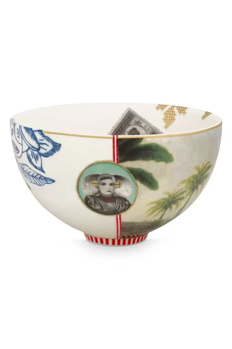 Schalen|Pip Studio Heritage Schale Palme Weis 15 Cm