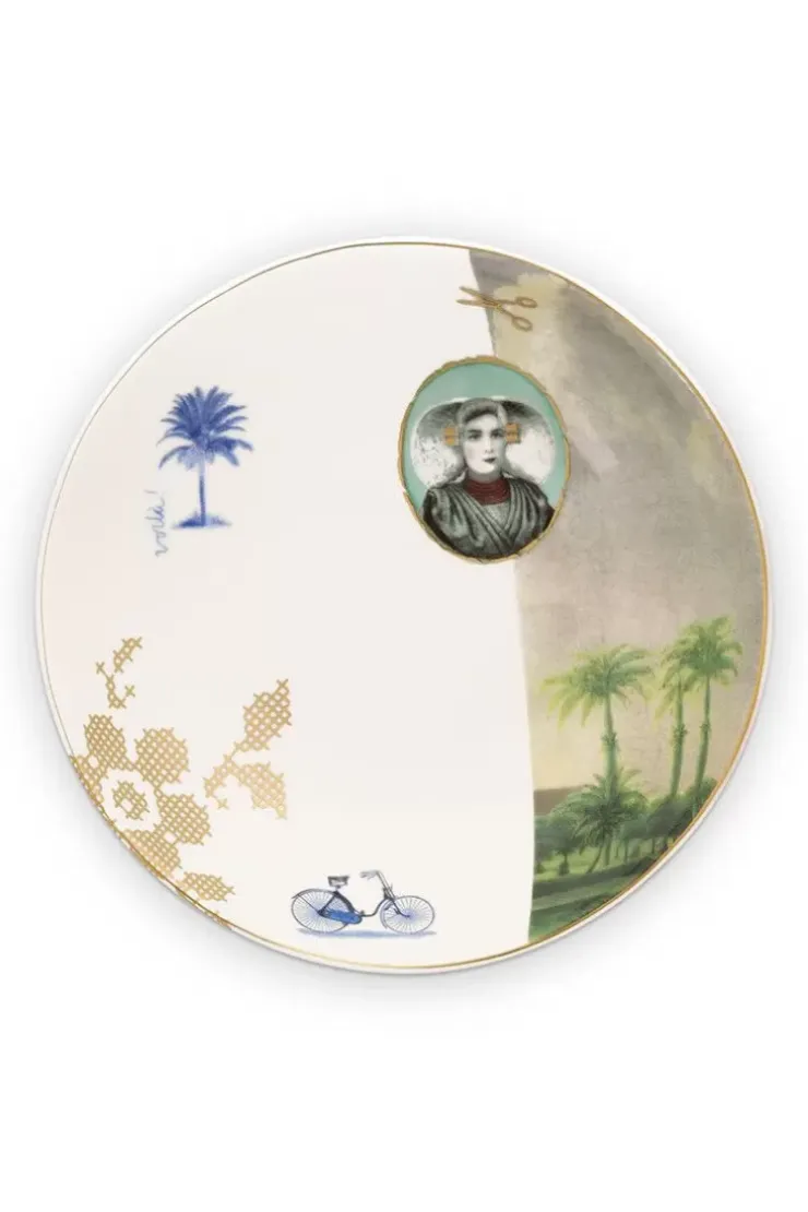 Tiefe Teller|Pip Studio Heritage Suppenteller Palme Weis 18 Cm