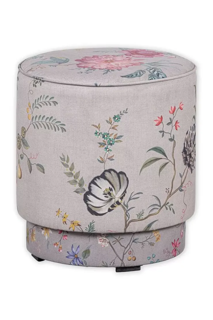 Hocker Und Stühle|Pip Studio Hocker Medium Fleur Grandeur Khaki