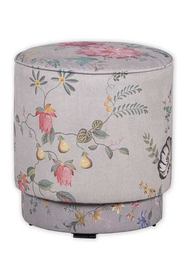Hocker Und Stühle|Pip Studio Hocker Medium Fleur Grandeur Khaki