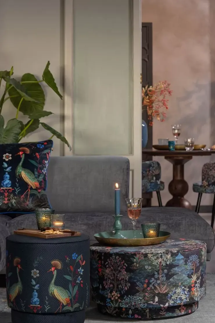 Hocker Und Stühle|Pip Studio Hocker Medium Flirting Birds Blau