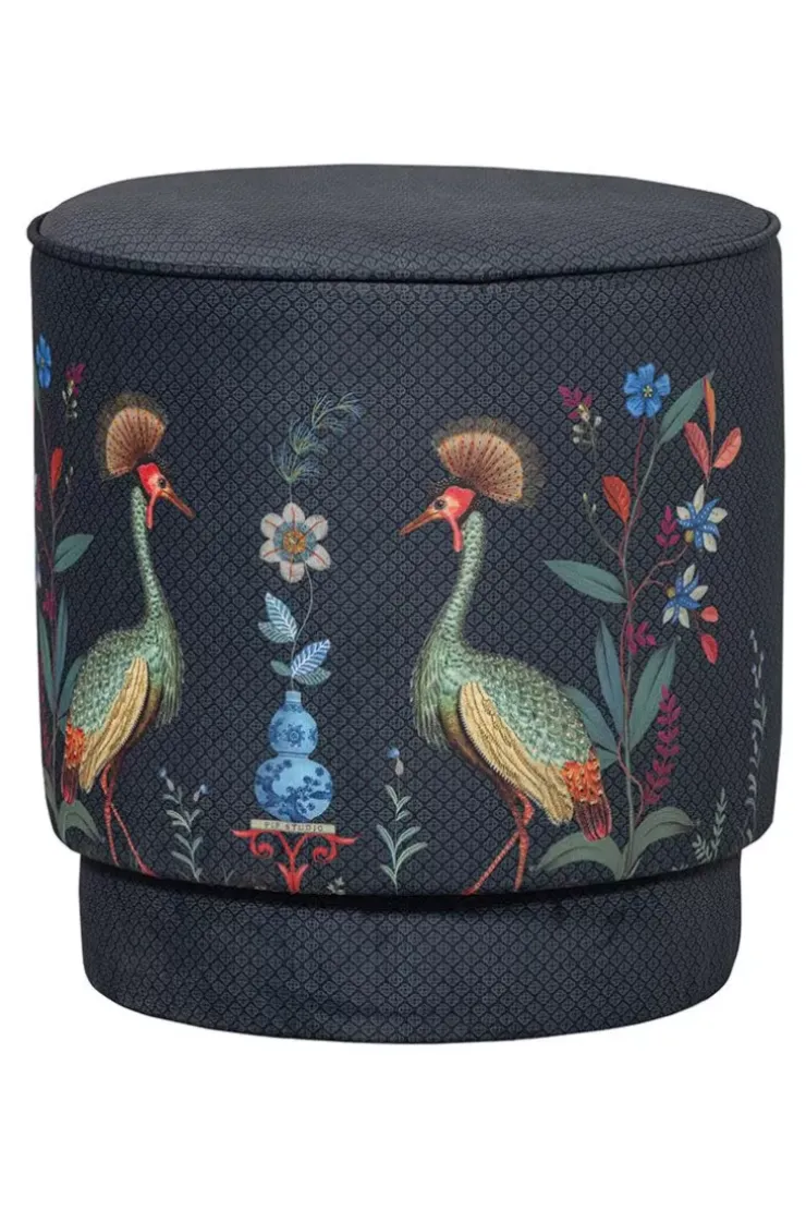 Hocker Und Stühle|Pip Studio Hocker Medium Flirting Birds Blau