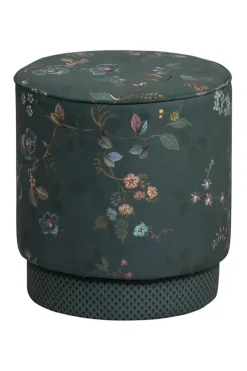 Hocker Und Stühle|Pip Studio Hocker Medium Kawai Flower Grun