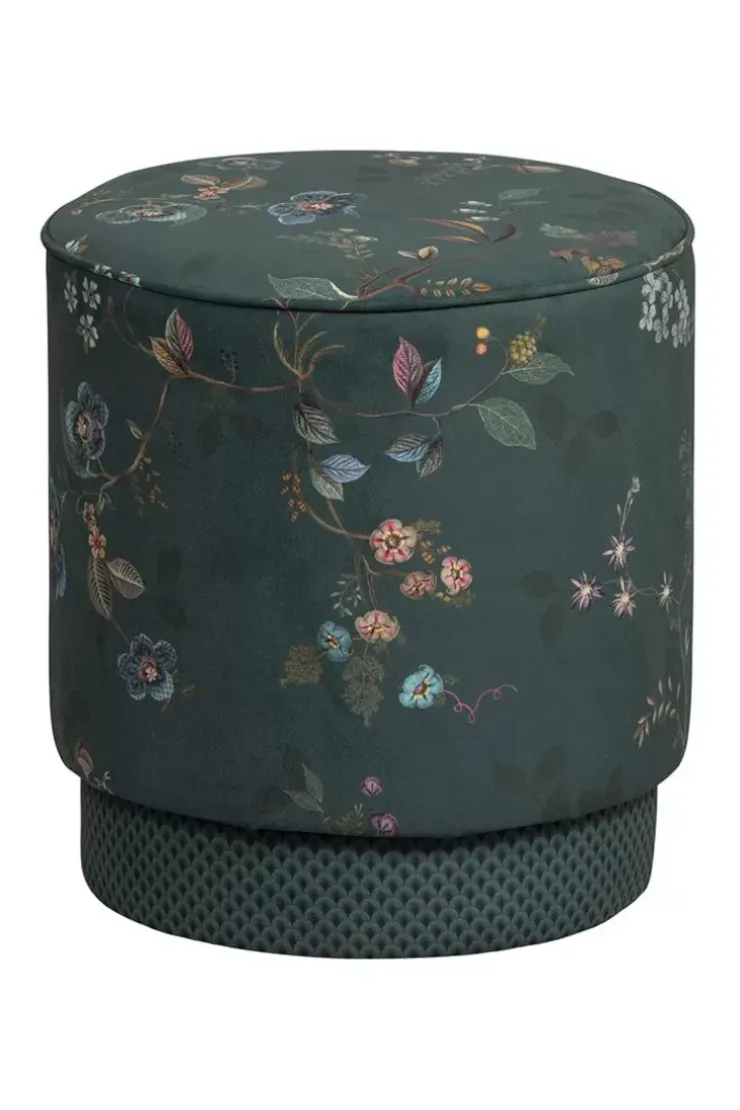 Hocker Und Stühle|Pip Studio Hocker Medium Kawai Flower Grun