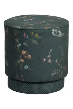 Hocker Und Stühle|Pip Studio Hocker Medium Kawai Flower Grun