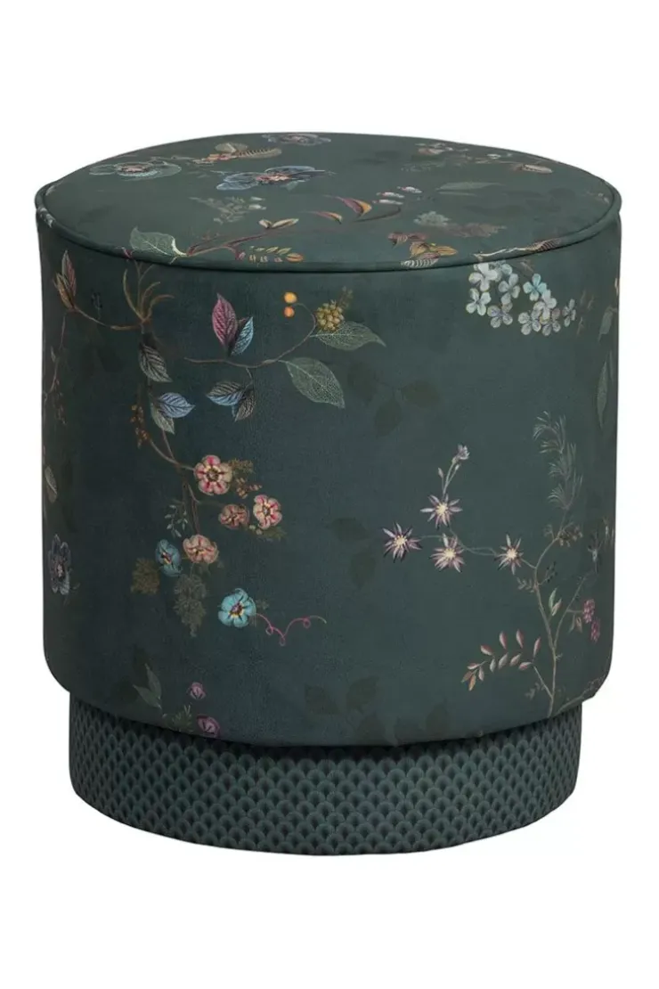 Hocker Und Stühle|Pip Studio Hocker Medium Kawai Flower Grun