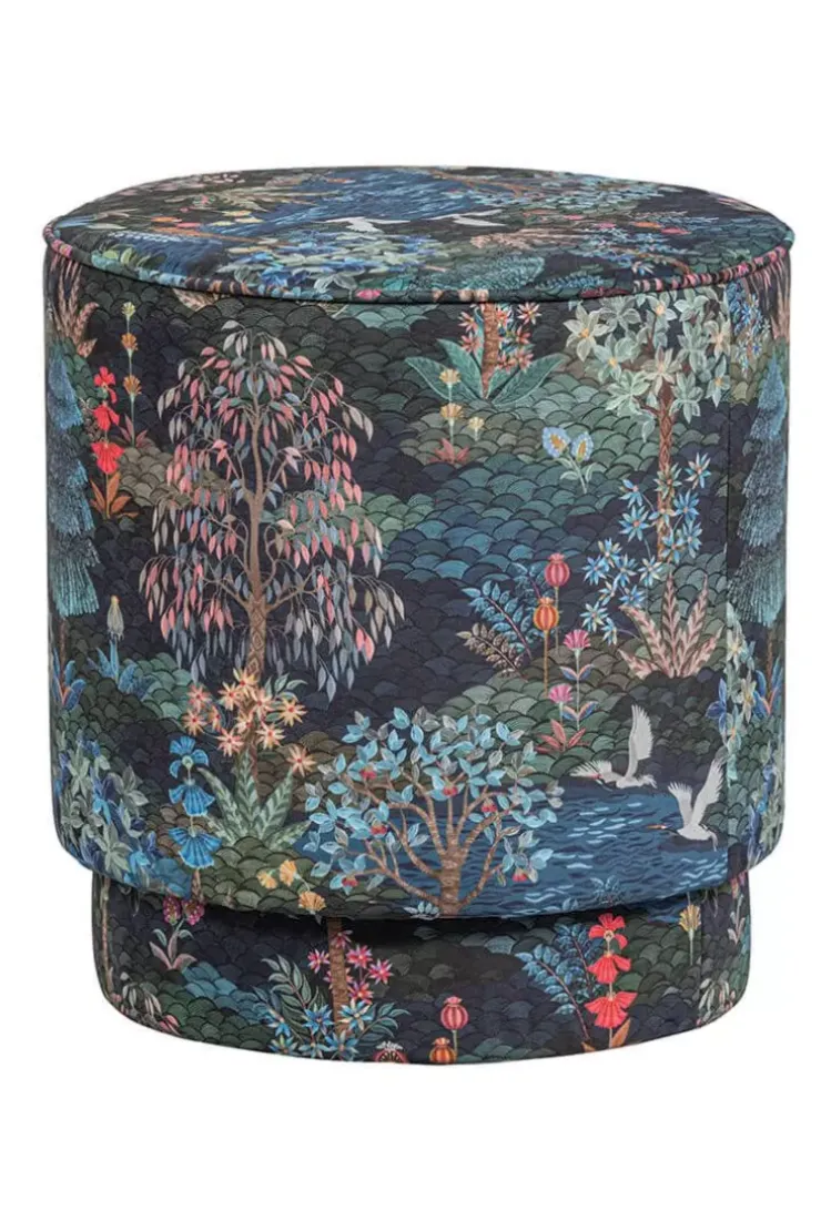 Hocker Und Stühle|Pip Studio Hocker Medium Pip Garden Dunkelblau