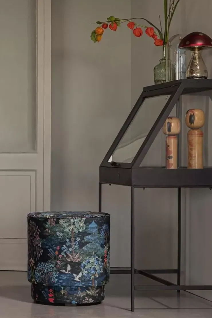 Hocker Und Stühle|Pip Studio Hocker Medium Pip Garden Dunkelblau