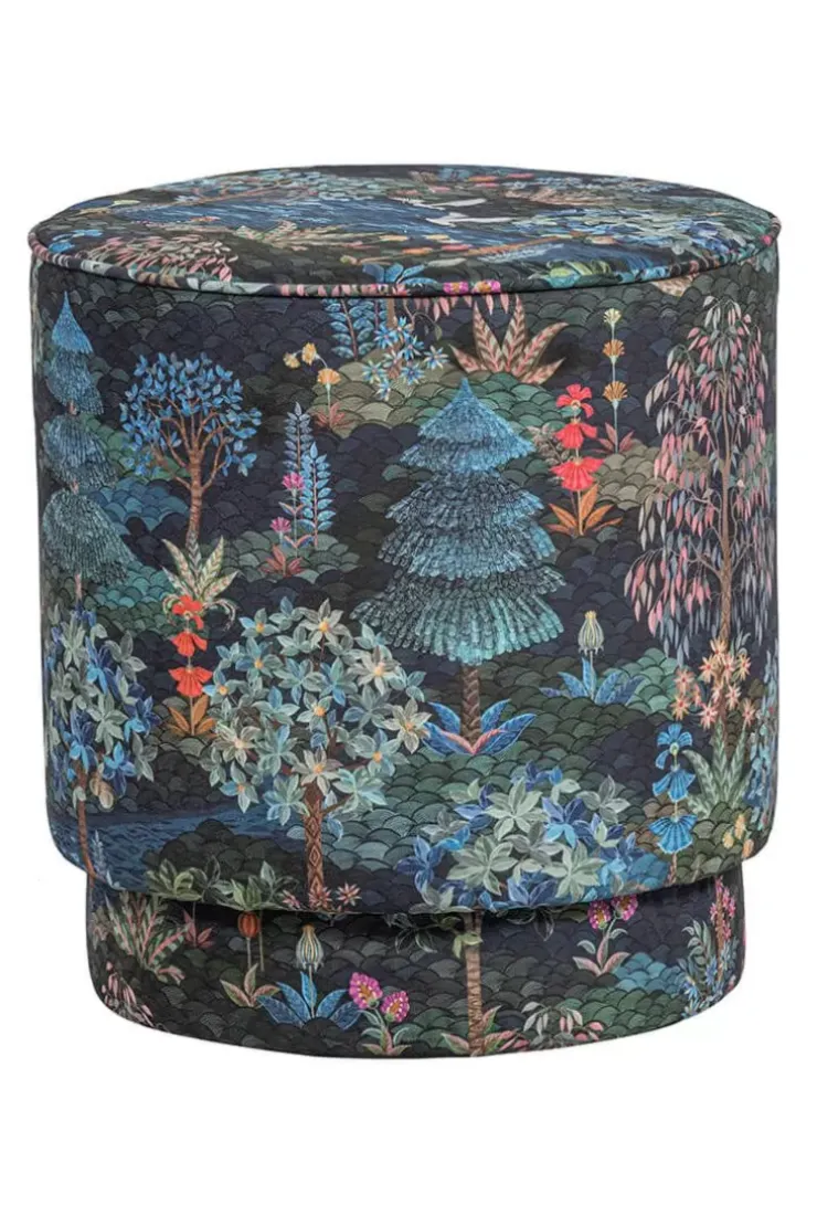 Hocker Und Stühle|Pip Studio Hocker Medium Pip Garden Dunkelblau