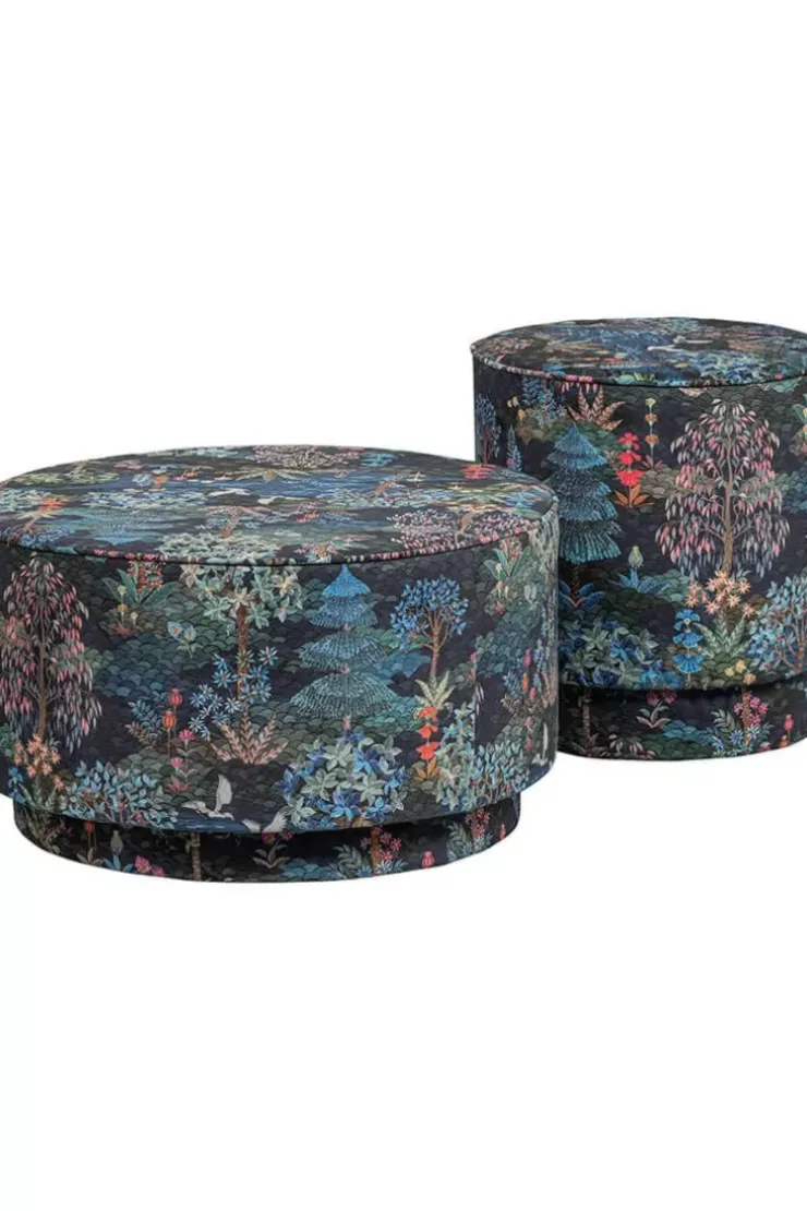 Hocker Und Stühle|Pip Studio Hocker Medium Pip Garden Dunkelblau