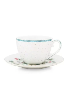 Cappuccino Tasse|Pip Studio Jolie Cappuccino Tasse & Untertasse Dots Gold