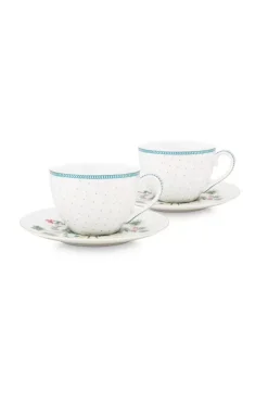 Porzellan Sets|Pip Studio Jolie Set/2 Cappuccino Tasse & Untertasse Dots Gold