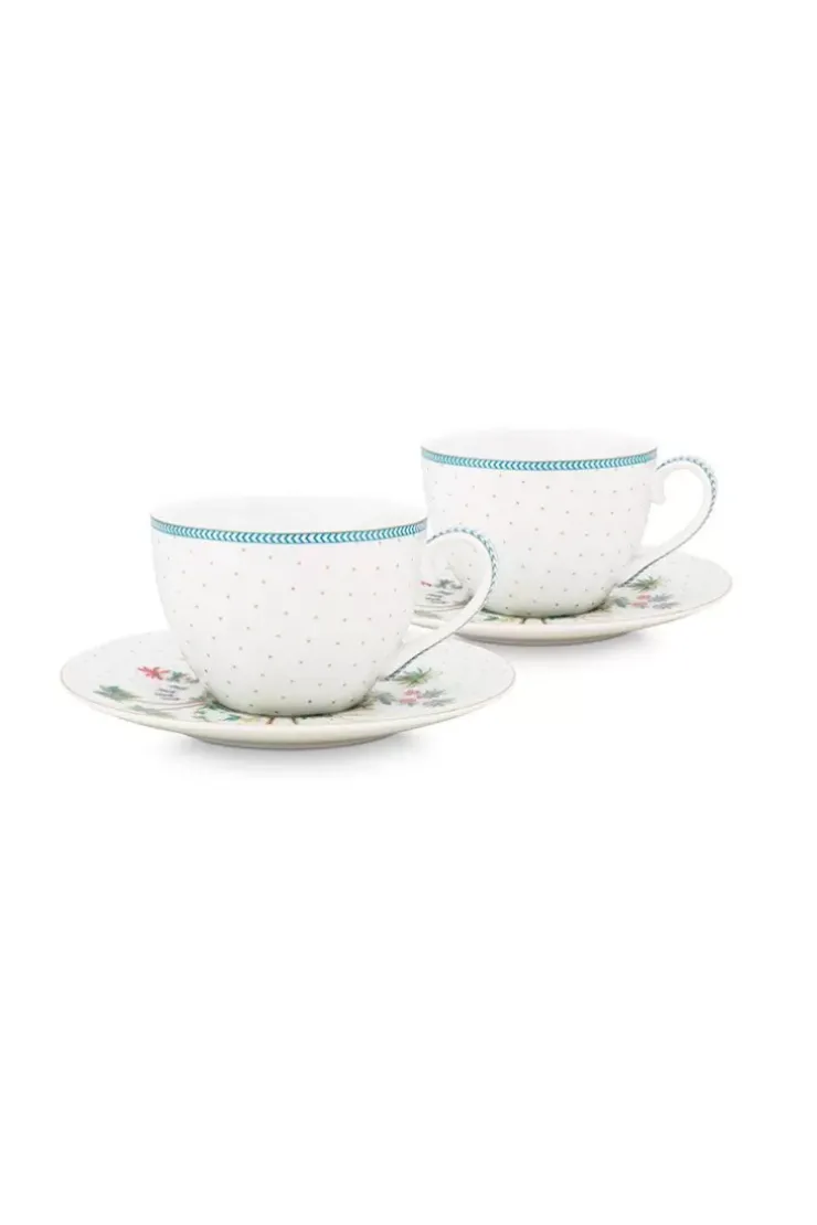 Porzellan Sets|Pip Studio Jolie Set/2 Cappuccino Tasse & Untertasse Dots Gold