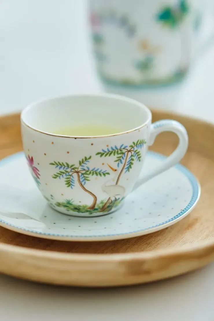 Porzellan Sets|Pip Studio Jolie Set/2 Espresso Tasse & Untertasse Dots Gold Weis
