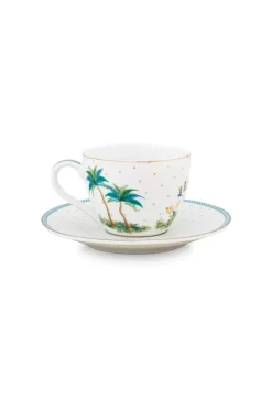 Porzellan Sets|Pip Studio Jolie Set/2 Espresso Tasse & Untertasse Dots Gold Weis