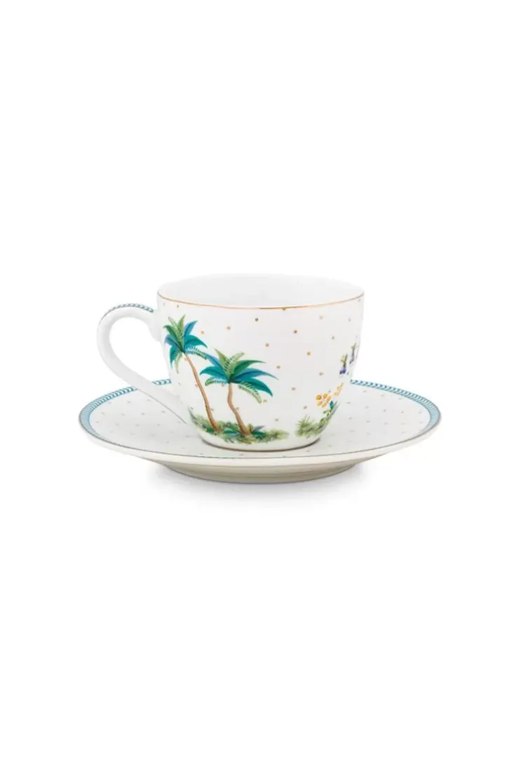 Porzellan Sets|Pip Studio Jolie Set/2 Espresso Tasse & Untertasse Dots Gold Weis