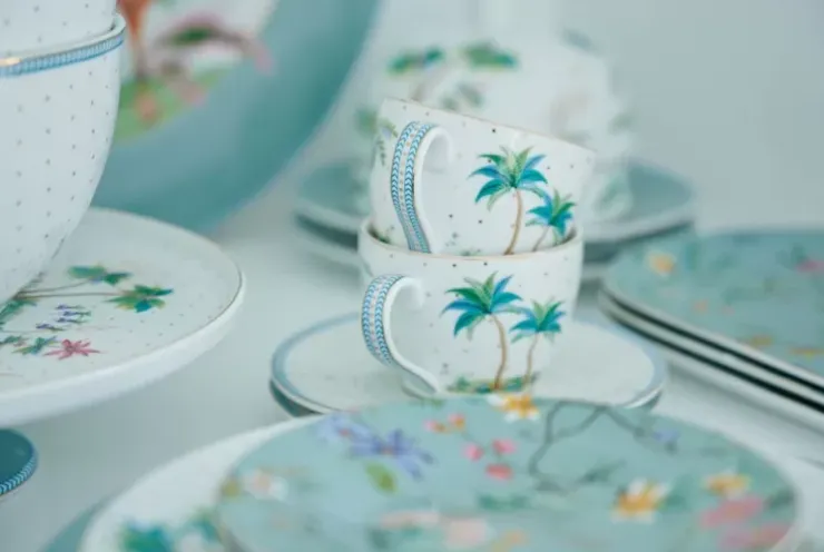 Porzellan Sets|Pip Studio Jolie Set/2 Espresso Tasse & Untertasse Dots Gold Weis