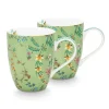 Porzellan Sets|Pip Studio Jolie Set/2 Tassen Gross Blumen Grun