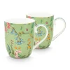 Kaffeetassen|Pip Studio Jolie Set/2 Tassen Klein Blumen Grun