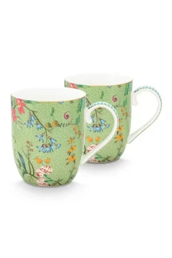 Kaffeetassen|Pip Studio Jolie Set/2 Tassen Klein Blumen Grun