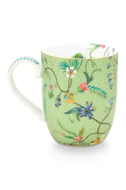 Kaffeetassen|Pip Studio Jolie Tasse Klein Blumen Grun