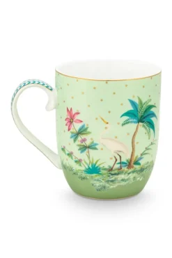 Kaffeetassen|Pip Studio Jolie Tasse Klein Goldene Punkte Grun