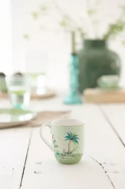 Kaffeetassen|Pip Studio Jolie Tasse Klein Goldene Punkte Grun