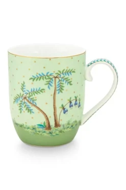 Kaffeetassen|Pip Studio Jolie Tasse Klein Goldene Punkte Grun