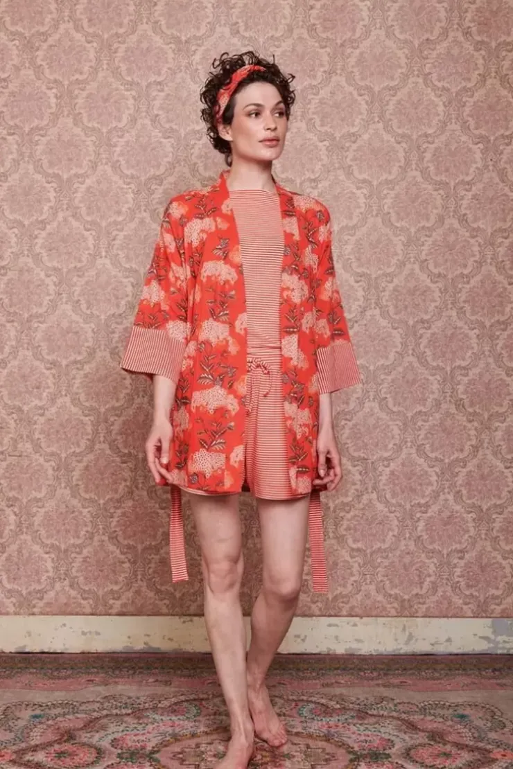 Kimonos|Pip Studio Kimono Flora Firenze Koralle Rot