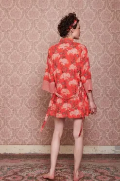 Kimonos|Pip Studio Kimono Flora Firenze Koralle Rot