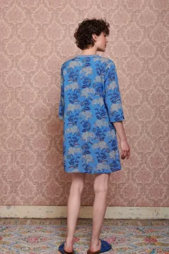 Kleider|Pip Studio Kleid Flora Firenze Kobalt Blau