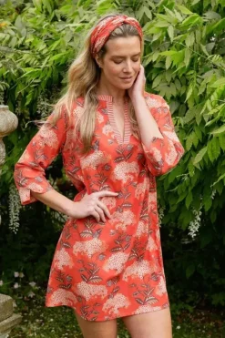 Kleider|Pip Studio Kleid Flora Firenze Koralle Rot