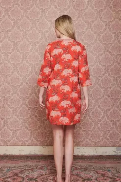 Kleider|Pip Studio Kleid Flora Firenze Koralle Rot