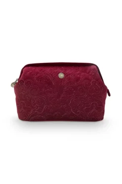 Kosmetiktasche|Pip Studio Kosmetiktasche Extra Gross Samt Quiltey Days Rot