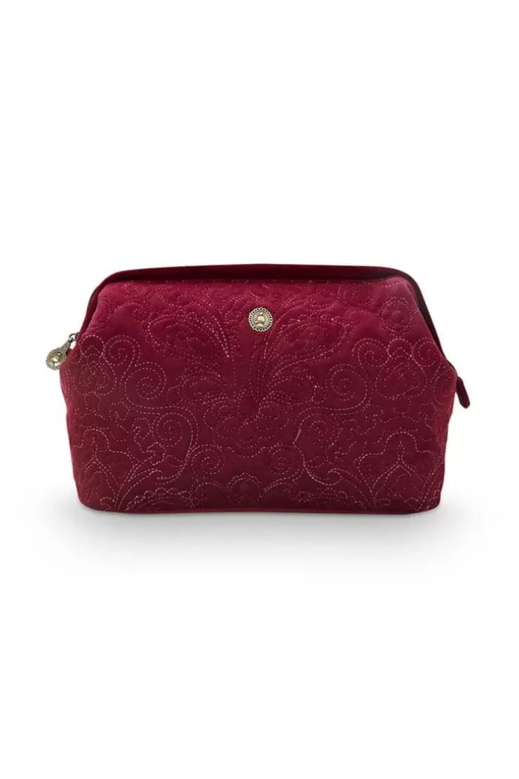 Kosmetiktasche|Pip Studio Kosmetiktasche Extra Gross Samt Quiltey Days Rot