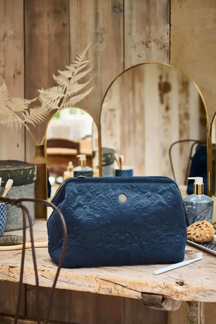 Beautycases|Pip Studio Kosmetiktasche Extra Gross Samt Quiltey Days Blau