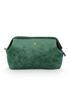 Kosmetiktasche|Pip Studio Kosmetiktasche Extra Gross Samt Quiltey Days Grun