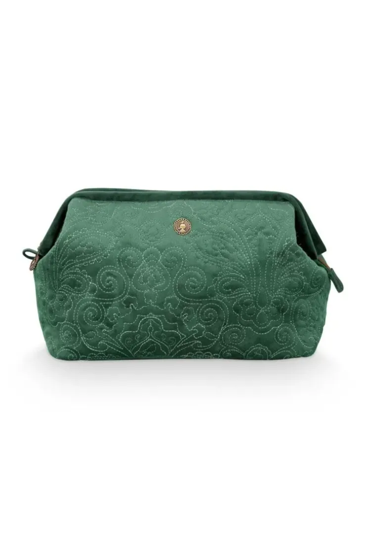Kosmetiktasche|Pip Studio Kosmetiktasche Extra Gross Samt Quiltey Days Grun