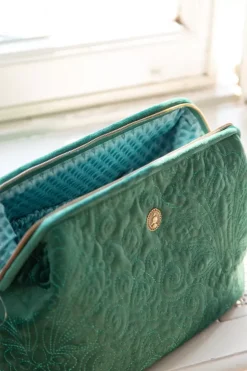 Kosmetiktasche|Pip Studio Kosmetiktasche Extra Gross Samt Quiltey Days Grun