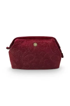 Kosmetiktasche|Pip Studio Kosmetiktasche Gross Samt Quiltey Days Rot