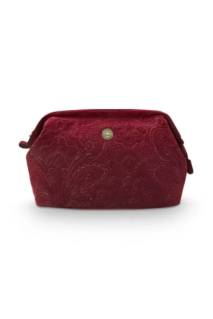 Kosmetiktasche|Pip Studio Kosmetiktasche Gross Samt Quiltey Days Rot