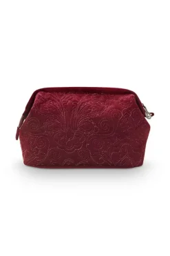 Kosmetiktasche|Pip Studio Kosmetiktasche Gross Samt Quiltey Days Rot