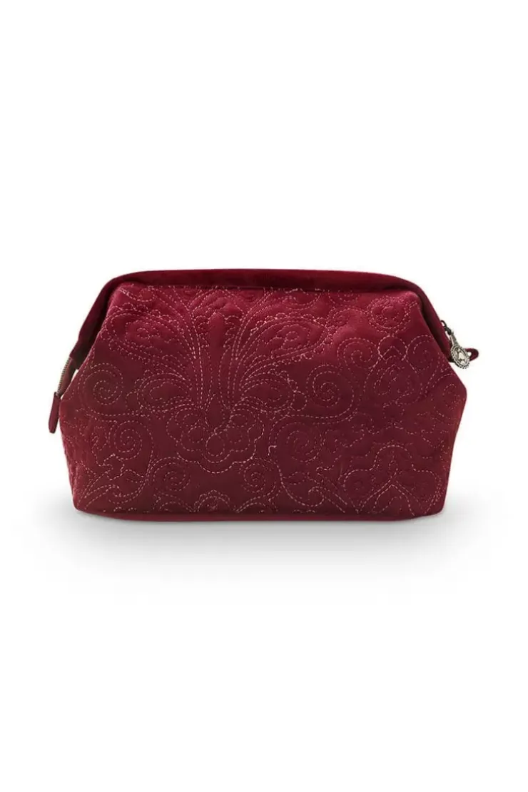 Kosmetiktasche|Pip Studio Kosmetiktasche Gross Samt Quiltey Days Rot