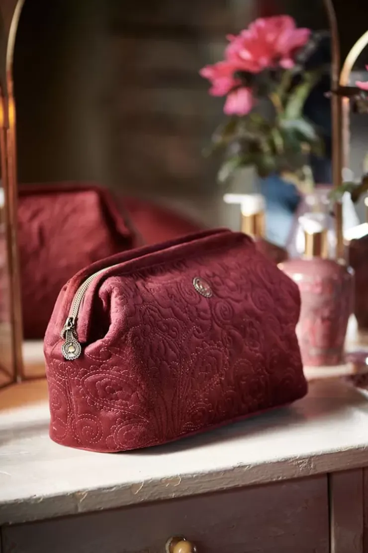 Kosmetiktasche|Pip Studio Kosmetiktasche Gross Samt Quiltey Days Rot