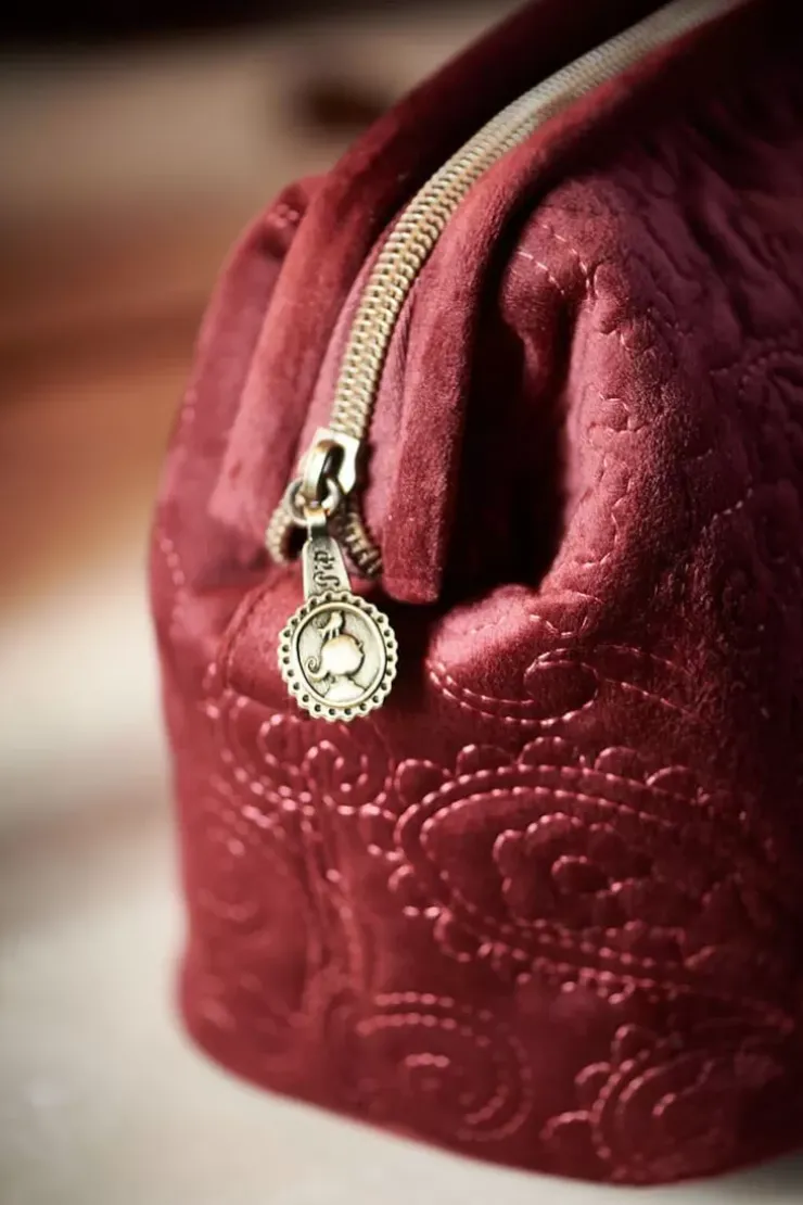 Kosmetiktasche|Pip Studio Kosmetiktasche Gross Samt Quiltey Days Rot