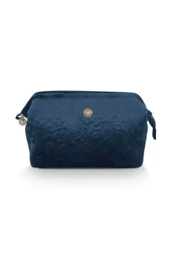 Kosmetiktasche|Pip Studio Kosmetiktasche Gross Samt Quiltey Days Blau